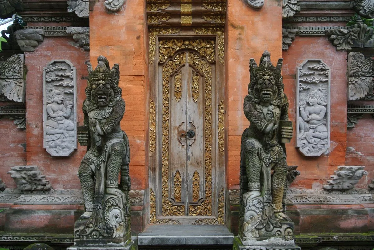 Traditional stone gate, Ubud, Bali
